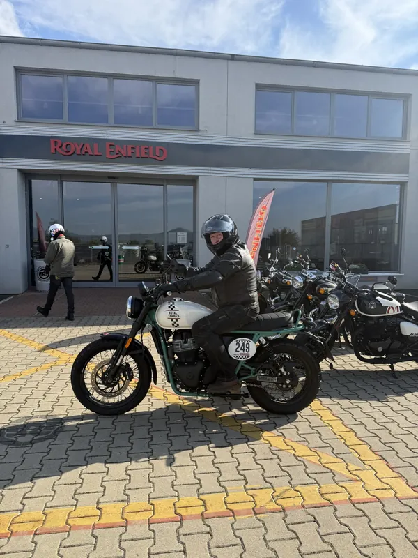GARAGE customer at the handover of a new Royal Enfield motorcycle