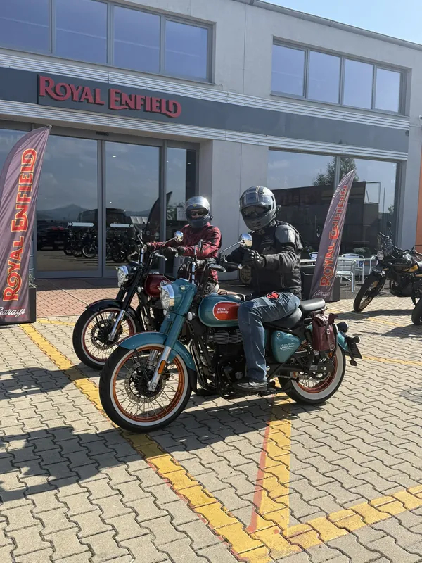 GARAGE customer at the handover of a new Royal Enfield motorcycle