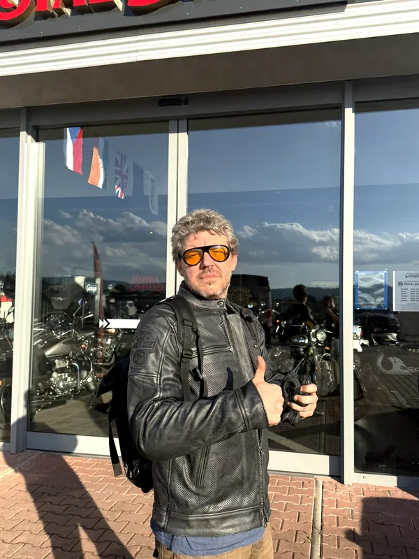GARAGE customer at the handover of a new Royal Enfield motorcycle