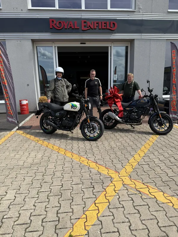 GARAGE customer at the handover of a new Royal Enfield motorcycle