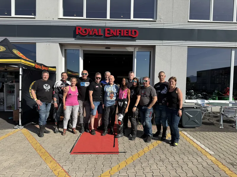 GARAGE customer at the handover of a new Royal Enfield motorcycle