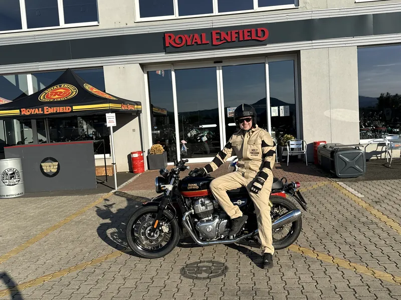 GARAGE customer at the handover of a new Royal Enfield motorcycle