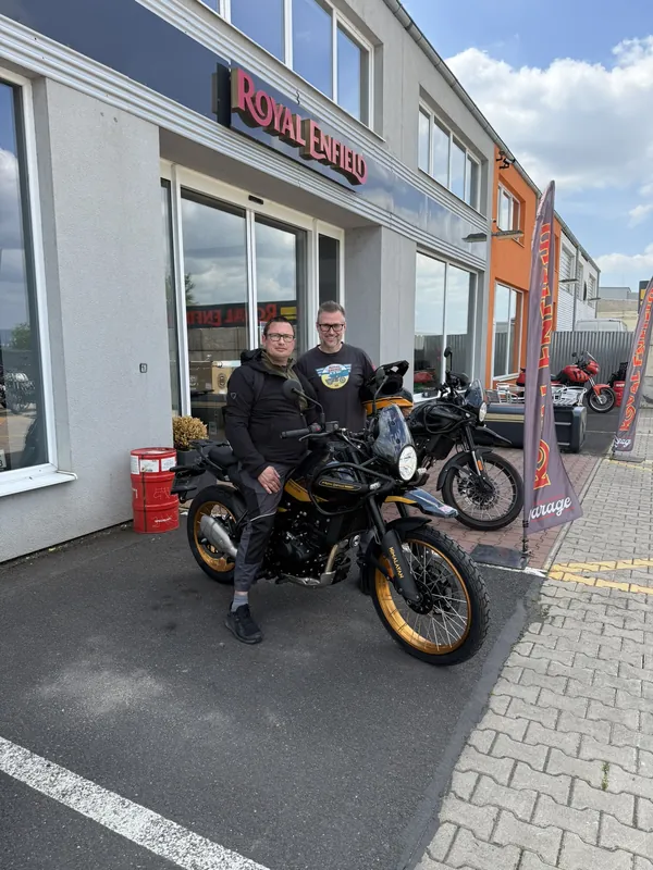 GARAGE customer at the handover of a new Royal Enfield motorcycle
