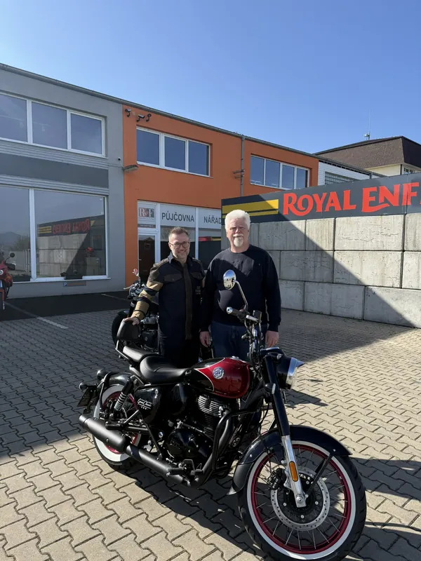 GARAGE customer at the handover of a new Royal Enfield motorcycle