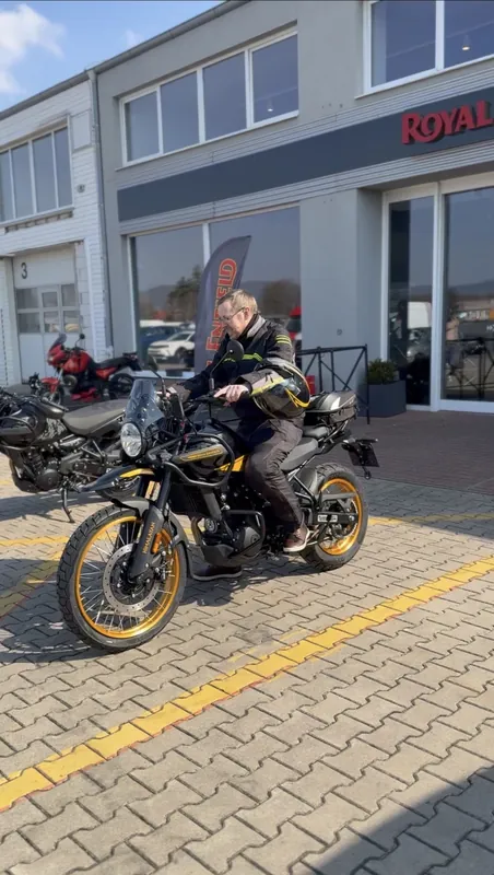 GARAGE customer at the handover of a new Royal Enfield motorcycle