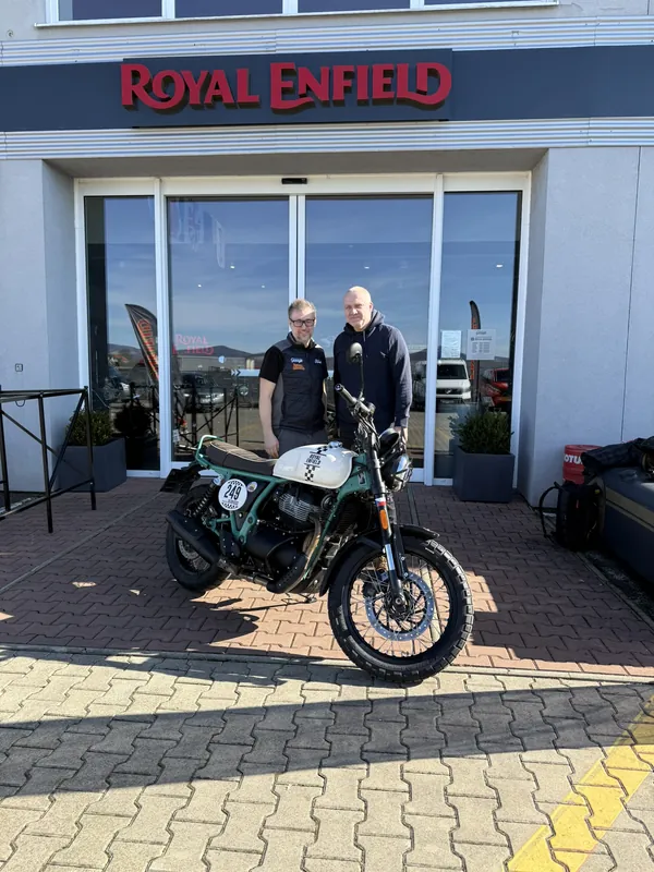 GARAGE customer at the handover of a new Royal Enfield motorcycle