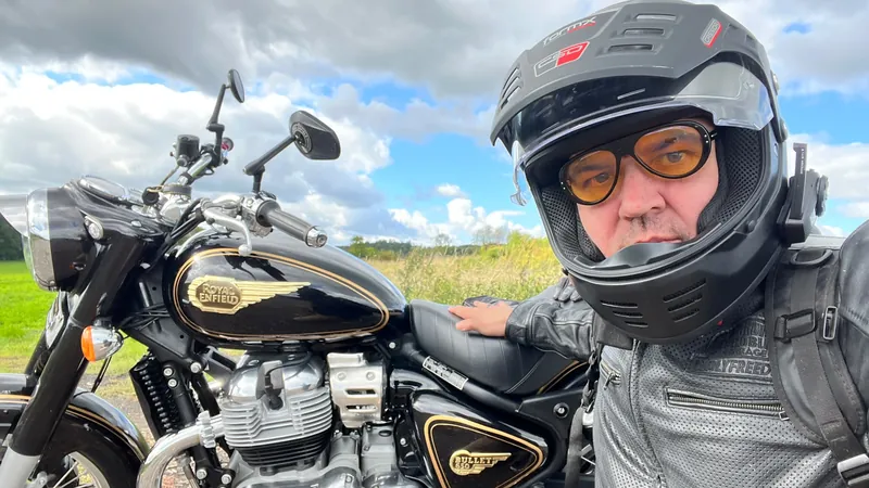 GARAGE customer at the handover of a new Royal Enfield motorcycle
