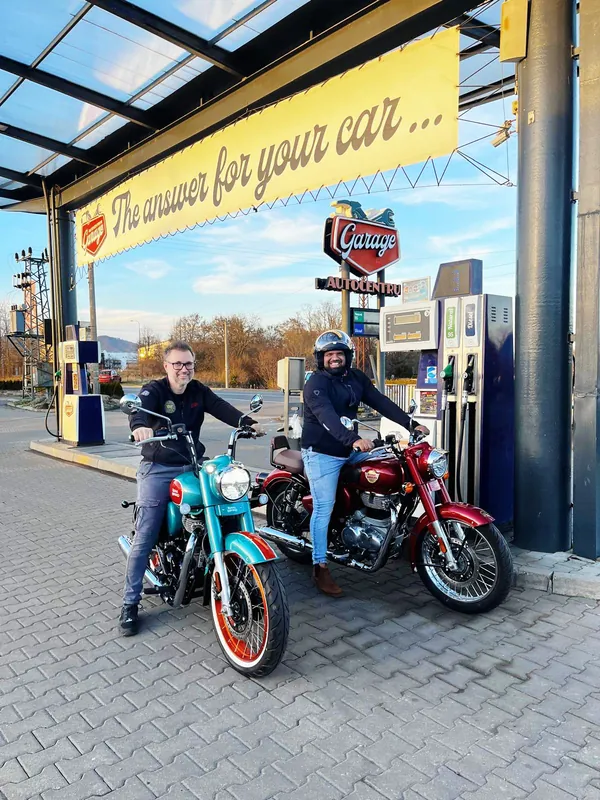 GARAGE customer at the handover of a new Royal Enfield motorcycle