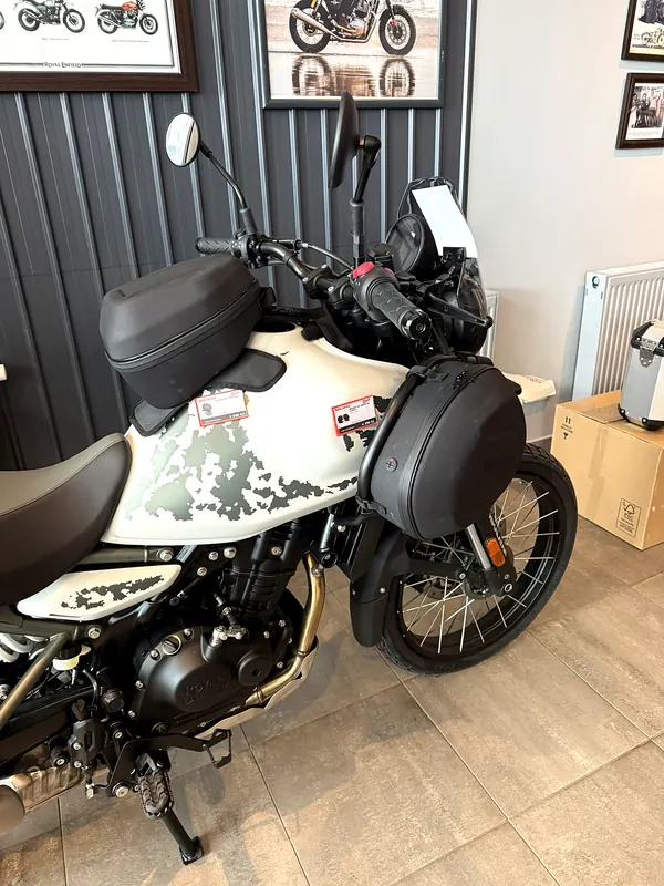 A touring motorcycle with panniers and bags