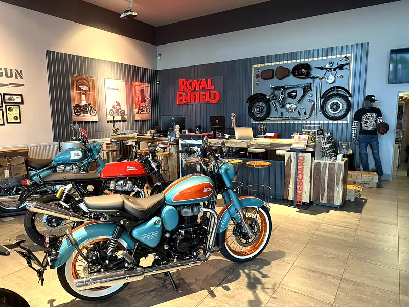 Counter and motorbikes in the showroom