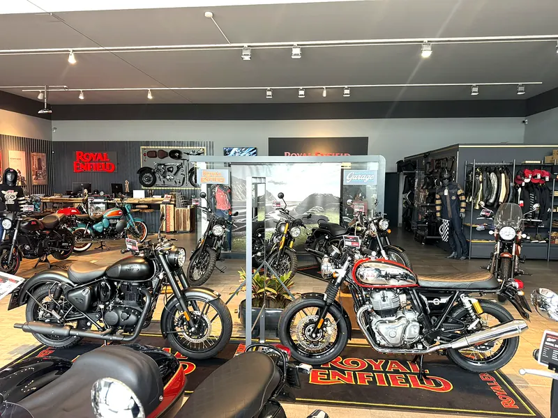 Overall view of the Royal Enfield GARAGE showroom