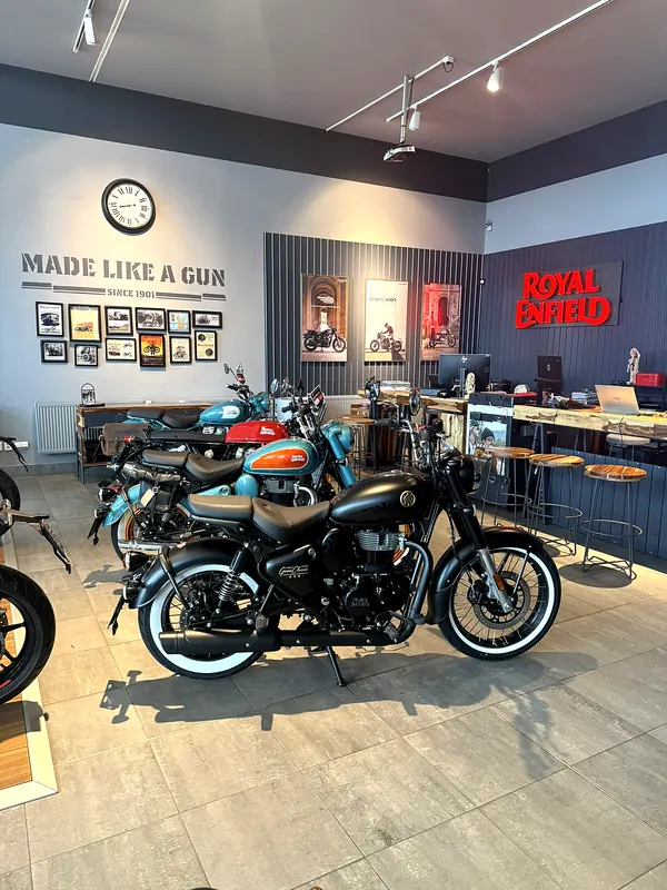 A view of the motorcycles in the showroom