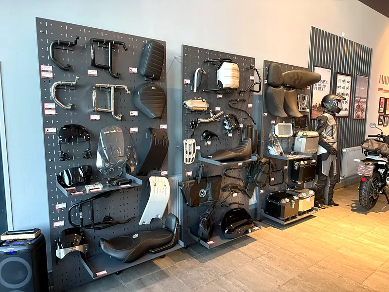 Saddles and accessories on the accessory wall