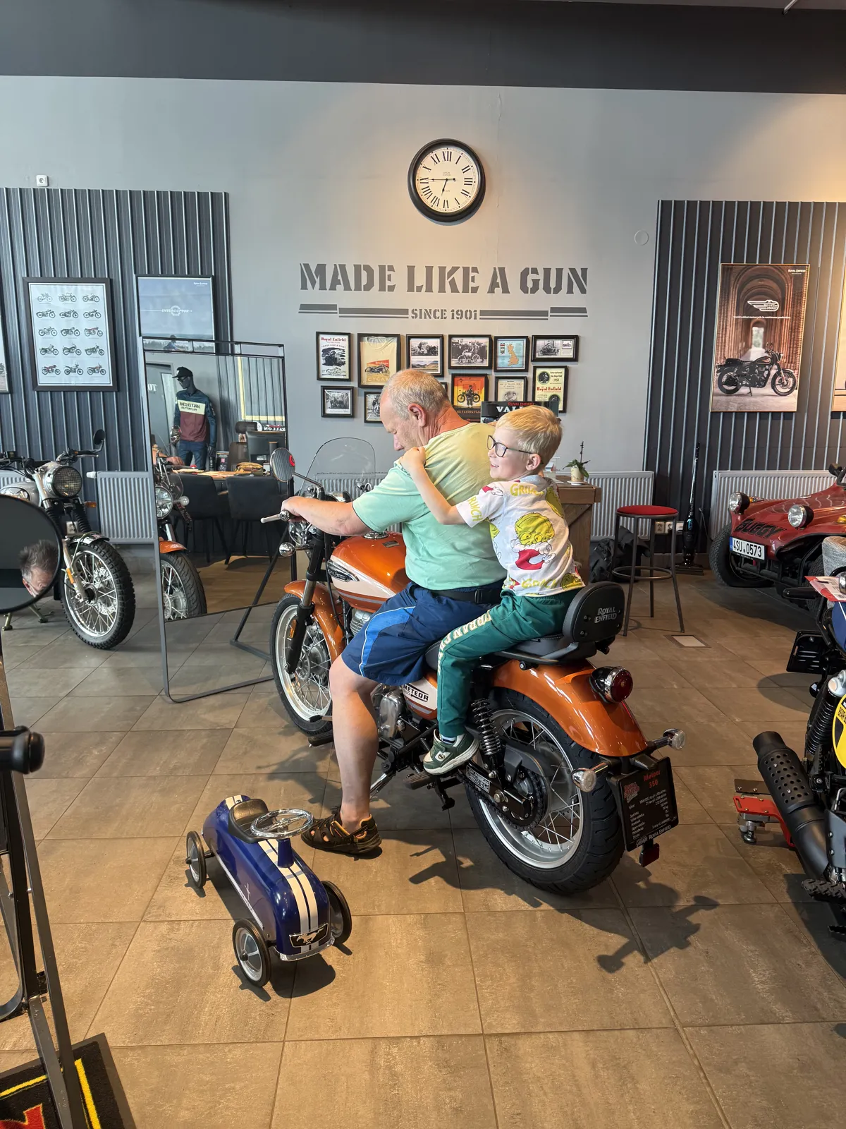 GARAGE customer at the handover of a new Royal Enfield motorcycle