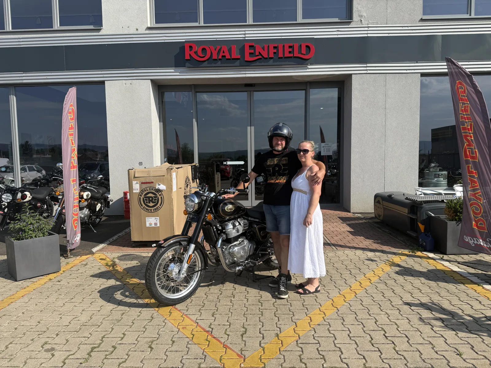 GARAGE customer at the handover of a new Royal Enfield motorcycle